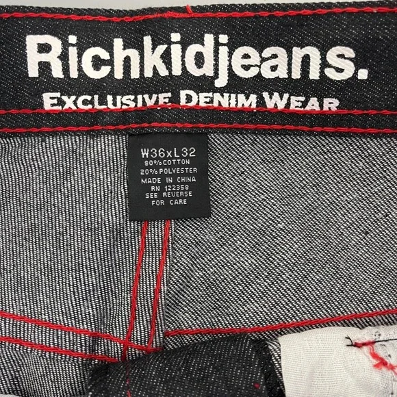 Y2K Rich Kid Jeans Dark Wash Straight Leg Baggy Jeans Men's Size 36X32